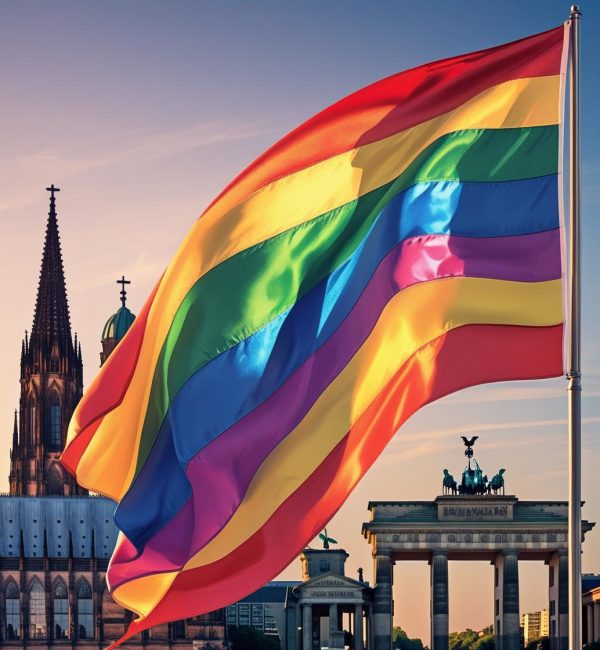 regenbogen flagge deutschland skyline